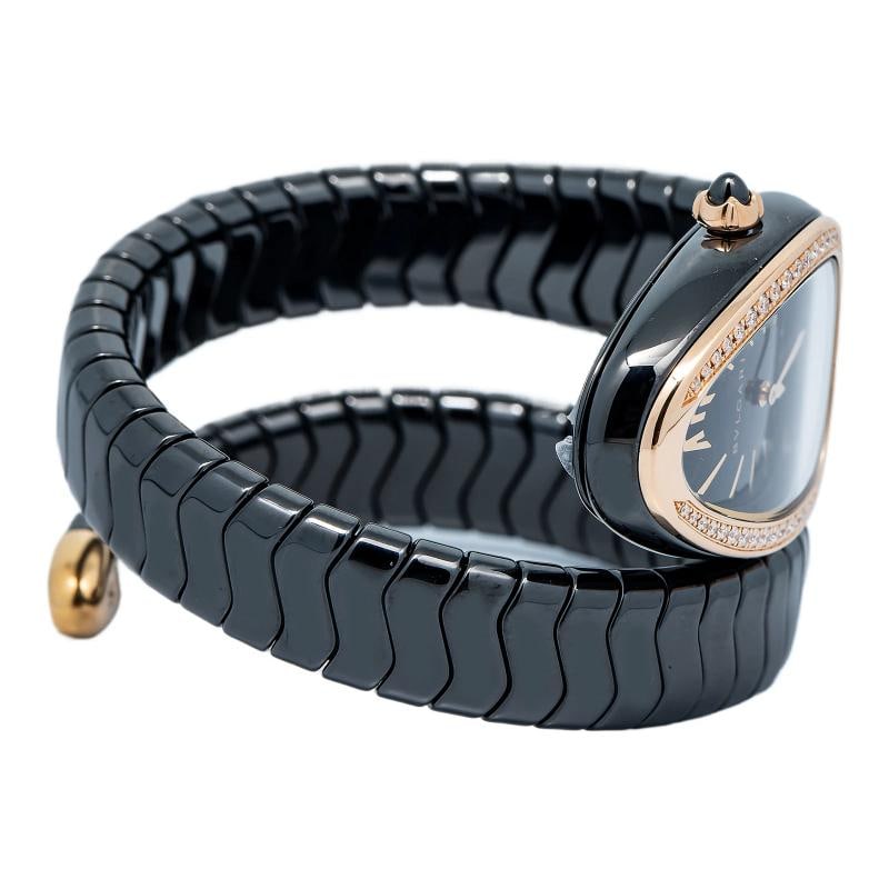 Bvlgari Serpenti SPC35BG 18k RG Diamond Bezel Black Dial 2018 Card Women 23mm - 4