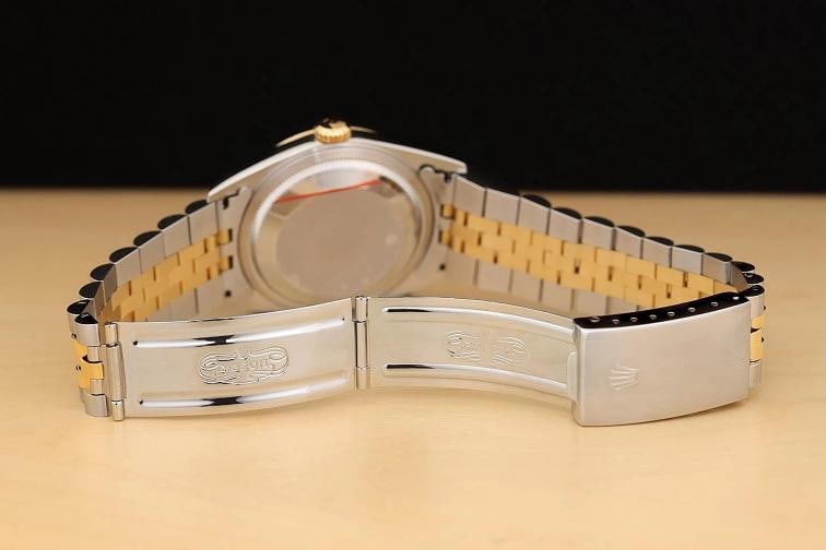 ROLEX MENS DATEJUST 16233 GRAY ROMAN DIAL 18K GOLD STEEL NO HOLES TWO TONE WATCH - 10