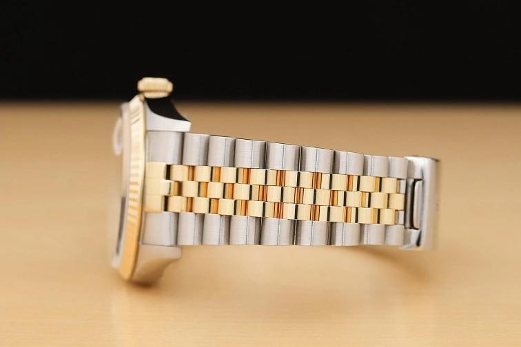 ROLEX MENS DATEJUST 16233 GRAY ROMAN DIAL 18K GOLD STEEL NO HOLES TWO TONE WATCH - 5
