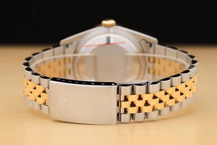 ROLEX MENS DATEJUST 16233 GRAY ROMAN DIAL 18K GOLD STEEL NO HOLES TWO TONE WATCH - 6