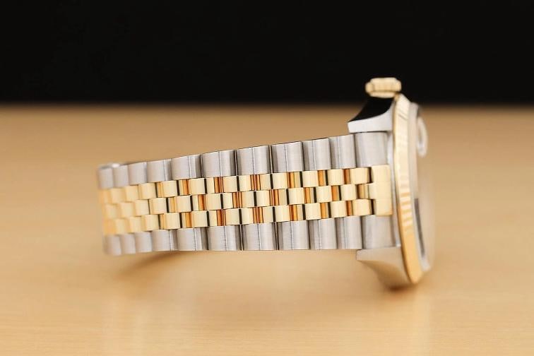 ROLEX MENS DATEJUST 16233 GRAY ROMAN DIAL 18K GOLD STEEL NO HOLES TWO TONE WATCH - 8