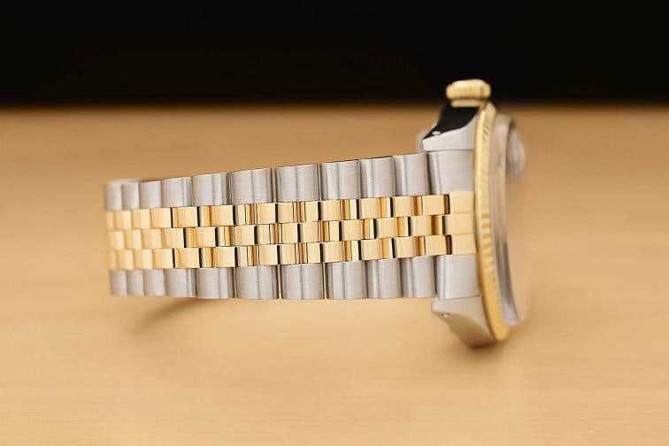 ROLEX MENS DATEJUST 16013 ICE BLUE DIAMOND DIAL 18K YELLOW GOLD STEEL WATCH - 8