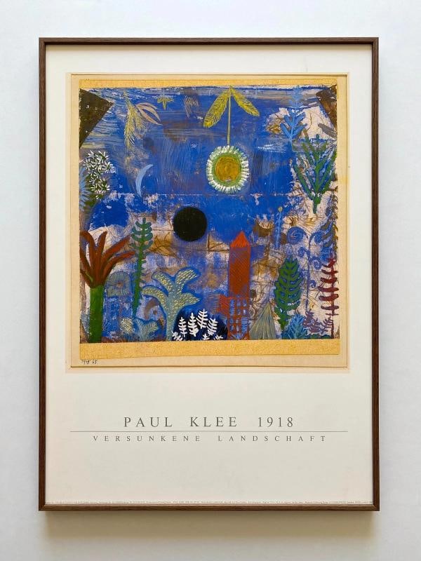 PAUL KLEE RARE 1987 MODERNIST LITHO PRINT FRAMED POSTER "SUNKEN LANDSCAPE" 1918: Condition: Used,Country of Origin: Germany,Artist: Paul Klee,Unit of Sale: Single-Piece Work,Size: Medium (up to 36in.),Signed: No,Title: " Versunkene Landschaft ( Sunken Landscape ) ",Material: Paper