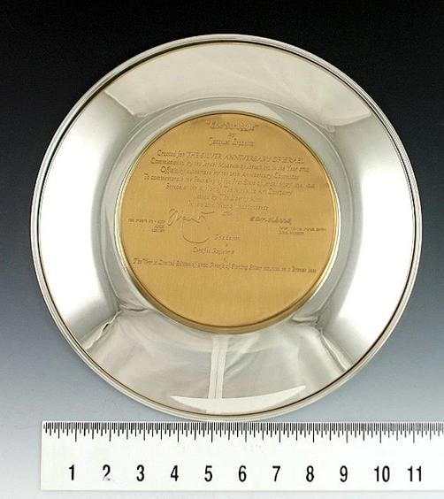 Lipchitz Sterling Silver and Bronze Israel 25th Anniversary Plate Plaque 11 3/4" - 5