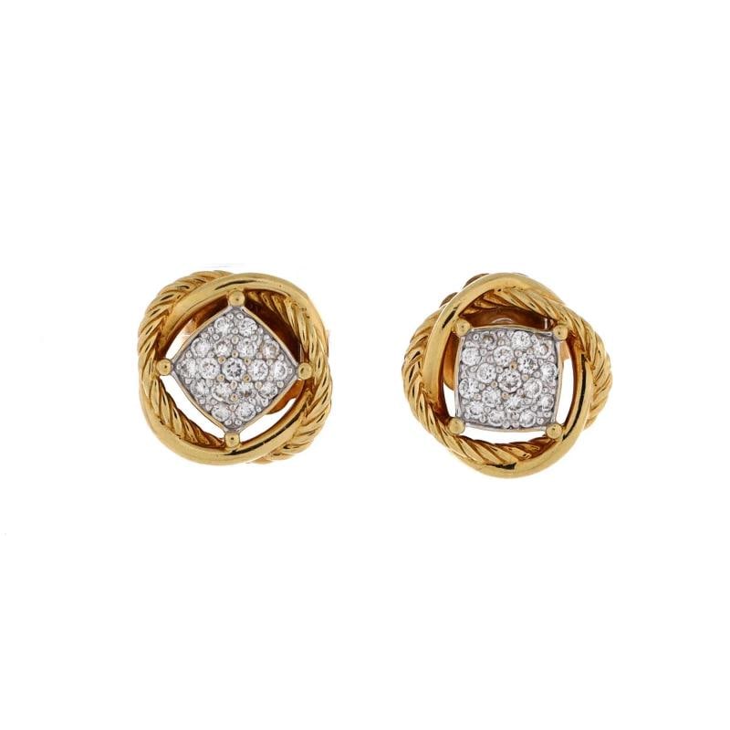 David Yurman Infinity Stud Earrings 18K Yellow Gold with Diamonds 7mm: Condition: Pre-owned - Good,Brand: David Yurman,Main Stone: Diamond,Metal: 18K Yellow Gold,Metal Purity: 18K,Style: Stud,Type: Earrings,Color: Yellow Gold,Material: 18K Yellow Gold, Diamond