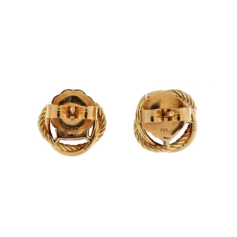 David Yurman Infinity Stud Earrings 18K Yellow Gold with Diamonds 7mm - 2