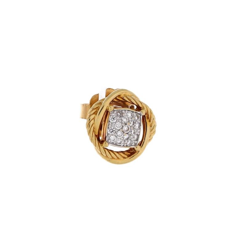 David Yurman Infinity Stud Earrings 18K Yellow Gold with Diamonds 7mm - 3