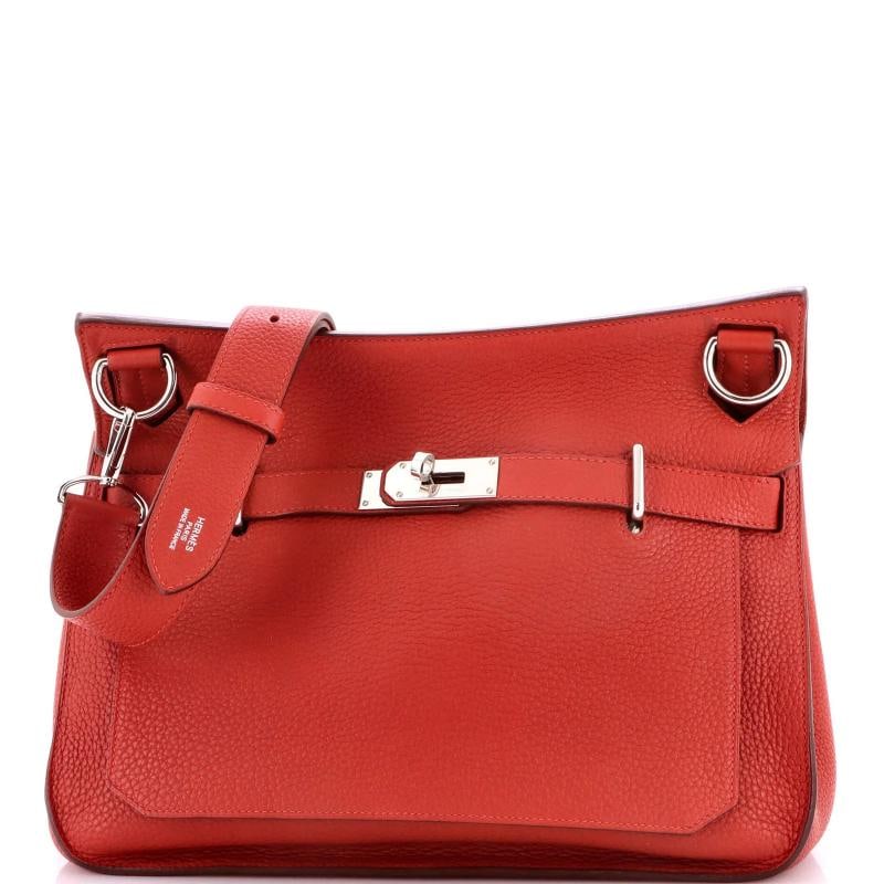 Hermes Jypsiere Bag Clemence 34: Condition: Pre-owned - Excellent,Brand: Hermes,Exterior Material: Leather,Style: Cross Body Bags,Exterior Color: Red,Department: Women,Size: 34,Accessories: With Strap Condition: Great. Exterior: