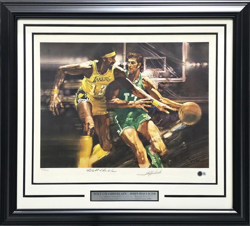 Wilt Chamberlain John Havlicek Auto Framed 18x22 Lithograph Photo #/1000 Beckett: Player: John Havlicek,Sport: Basketball-NBA,Product: Photo,Signed: Yes,Autograph Authentication: Beckett Authentication Services (BAS),Original/Reprint: Original,Country of Origin: United States