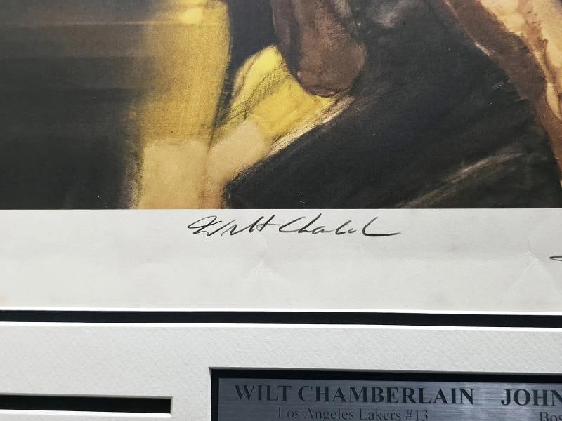 Wilt Chamberlain John Havlicek Auto Framed 18x22 Lithograph Photo #/1000 Beckett - 3