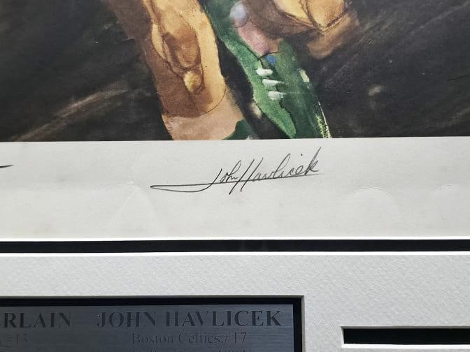 Wilt Chamberlain John Havlicek Auto Framed 18x22 Lithograph Photo #/1000 Beckett - 4