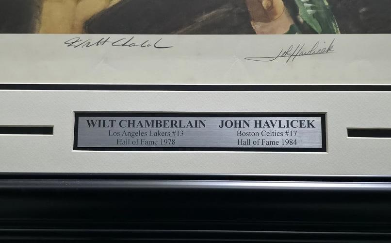 Wilt Chamberlain John Havlicek Auto Framed 18x22 Lithograph Photo #/1000 Beckett - 8