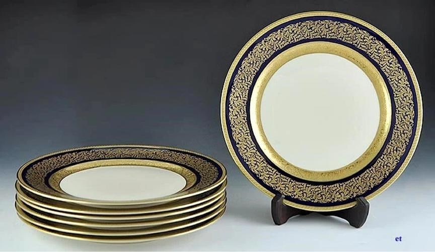 7 Fine Luxury Bavarian Rosenthal Gilded Ivory Dinner Plates (1 of 5)