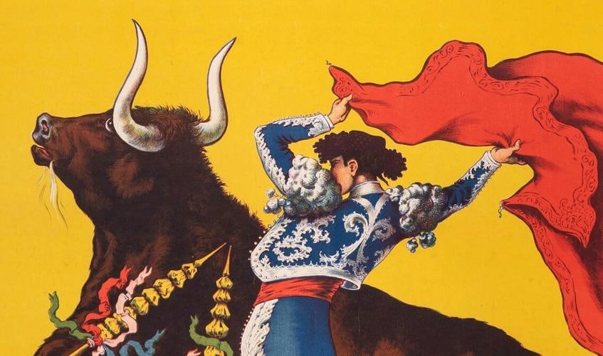 Original Vintage Poster - Fixine - Bullfight - Bull - Garment Dye - 1925 - 3