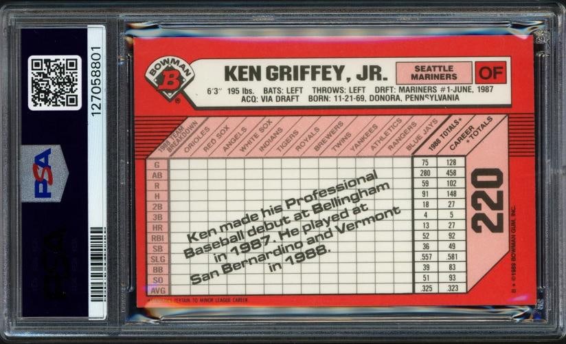 Ken Griffey Jr. Auto 1989 Bowman Tiffany RC 220 Mariners Auto 10 PSA 127058801 - 2