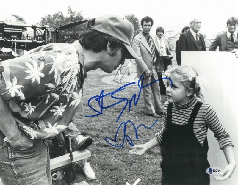 E.T. DREW BARRYMORE STEVEN SPIELBERG AUTOGRAPH 11X14 FRAMED PHOTO SIGNED BECKETT - 2