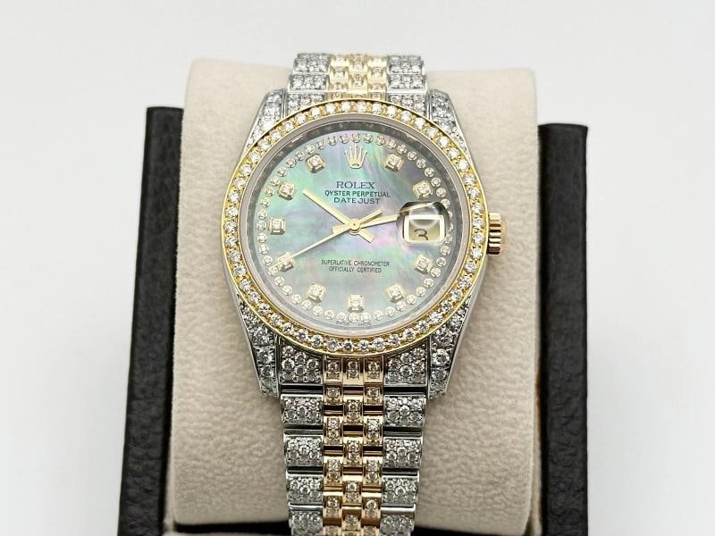 Rolex Datejust 116233 Tahitian Diamond Dial Diamond Band 18K Yellow Gold Steel: Condition: Pre-owned - Good,Bezel Color: Gold, Yellow,Movement: Mechanical (Automatic),Seller Warranty: Yes,Indices: Diamond Markers,Year Manufactured: 2000-2009,Reference Number: 116233,Brand: