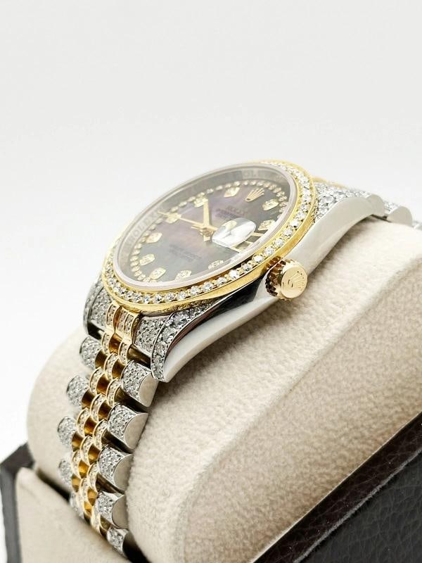 Rolex Datejust 116233 Tahitian Diamond Dial Diamond Band 18K Yellow Gold Steel - 4
