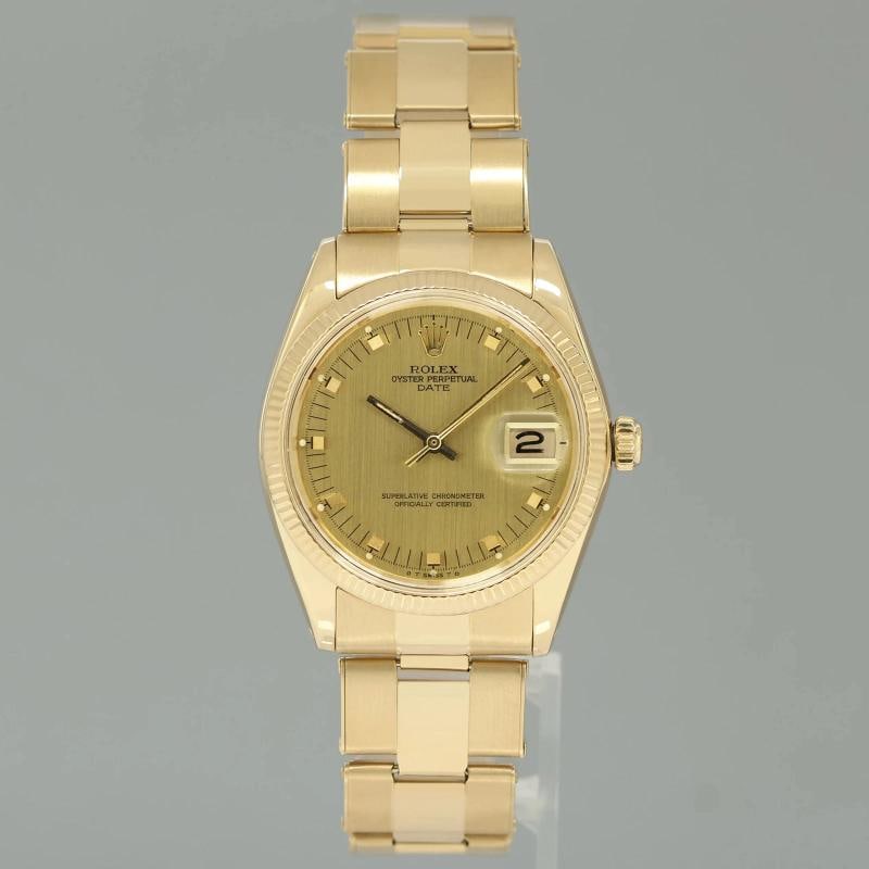 Rolex Date 34mm Oyster Perpetual 1503 Yellow Gold Champagne Watch Box - 2