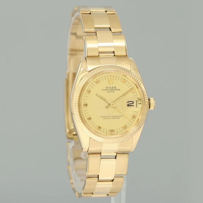 Rolex Date 34mm Oyster Perpetual 1503 Yellow Gold Champagne Watch Box - 3