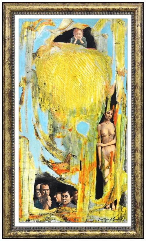Jean Pierre Alaux Original Oil Painting On Canvas Surreal Signed Framed Artwork: Condition: Used,Unit of Sale: Single Piece,Artist: Jean Pierre Alaux,Signed: Yes,Title: Looking Inward,Material: Canvas,Certificate of Authenticity (COA): Yes,Framing: Framed,Subject: Figures,Type: Pa