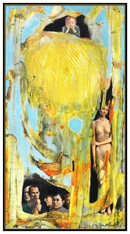Jean Pierre Alaux Original Oil Painting On Canvas Surreal Signed Framed Artwork - 2