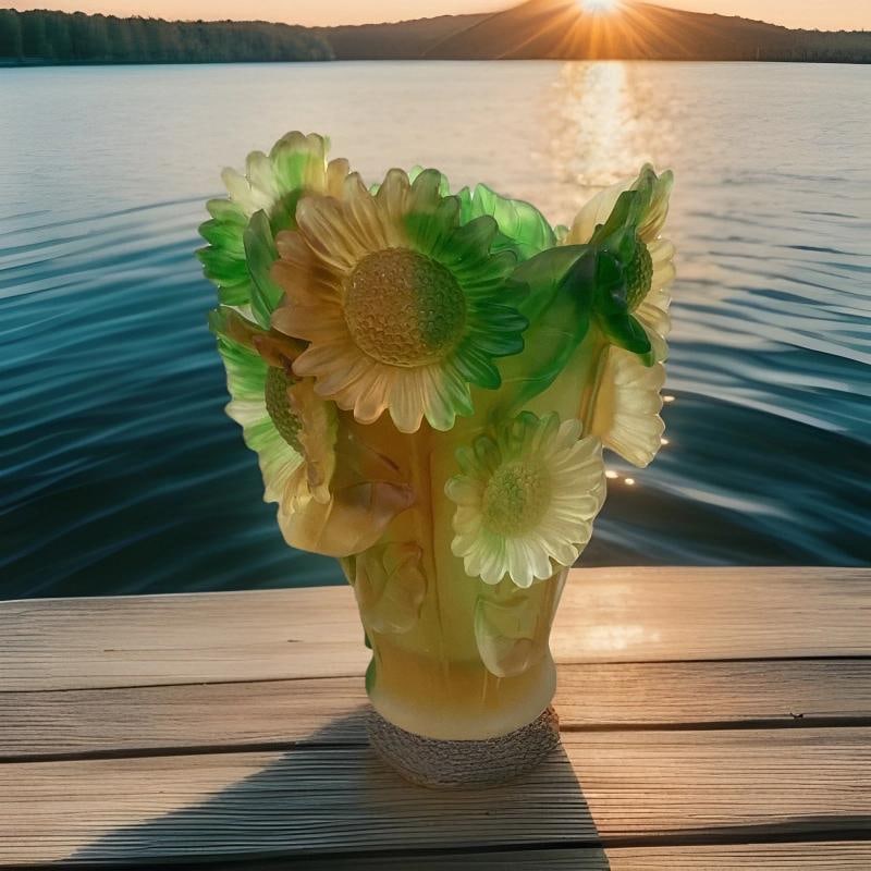 Xl H10Ã¢â‚¬Â Nancy Daum Style Multi Color Sunflower Vase Heavy  - 5