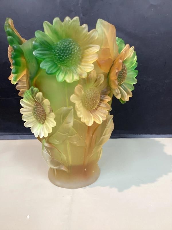 Xl H10Ã¢â‚¬Â Nancy Daum Style Multi Color Sunflower Vase Heavy  - 7