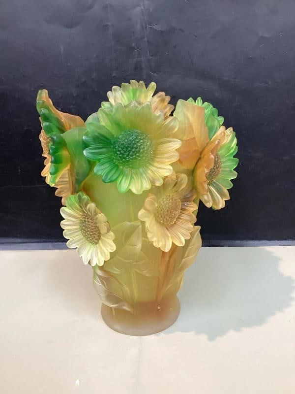 Xl H10Ã¢â‚¬Â Nancy Daum Style Multi Color Sunflower Vase Heavy  - 8
