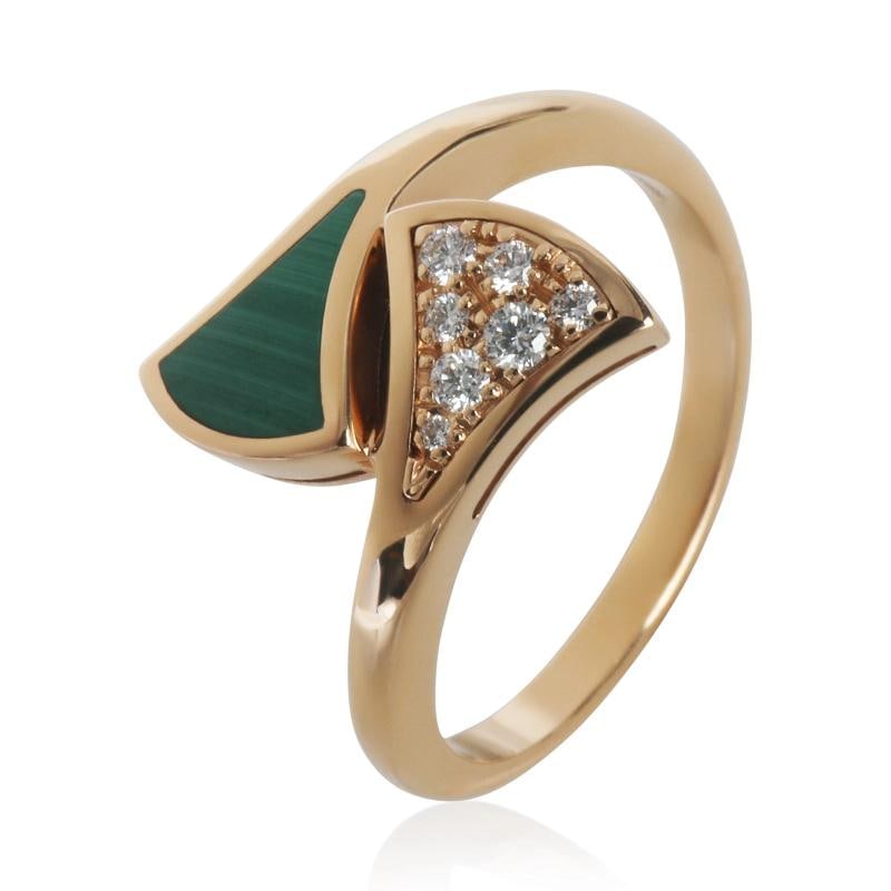 BVLGARI Rose Gold Malachite and Diamond Diva's Dream Ring - 4