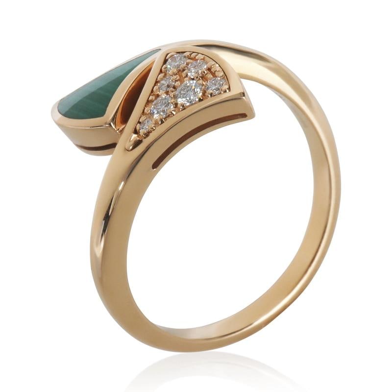 BVLGARI Rose Gold Malachite and Diamond Diva's Dream Ring - 5