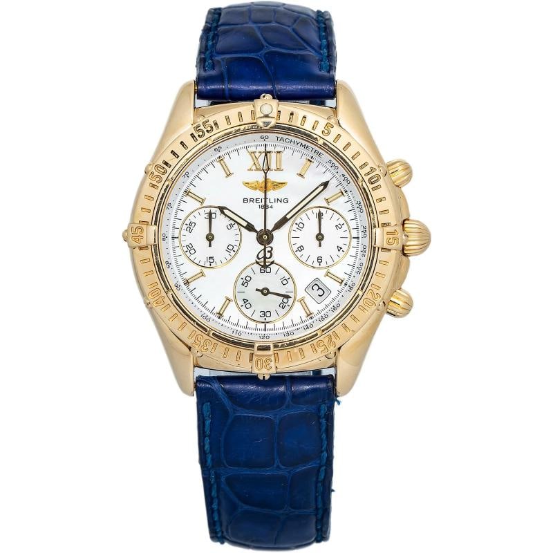 Breitling Chronomat Jetstream K55048 18k YG MOP Dial Quartz Unisex Watch 36mm: Condition: Pre-owned - Good: This item has been gently used but is in good condition. It might have a few signs of wear, like light scratches or tarnishing. All imperfections should be shown and