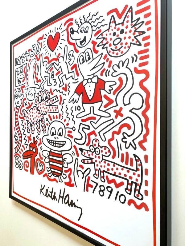 KEITH HARING ESTATE RARE 1999 LITHO PRINT FRAMED POP ART POSTER "UNTITLED" 1983 - 11