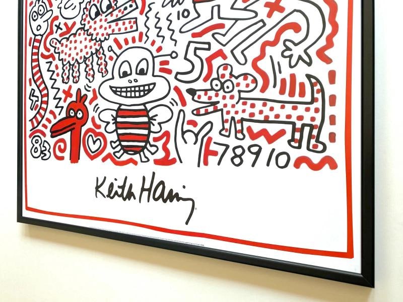 KEITH HARING ESTATE RARE 1999 LITHO PRINT FRAMED POP ART POSTER "UNTITLED" 1983 - 12