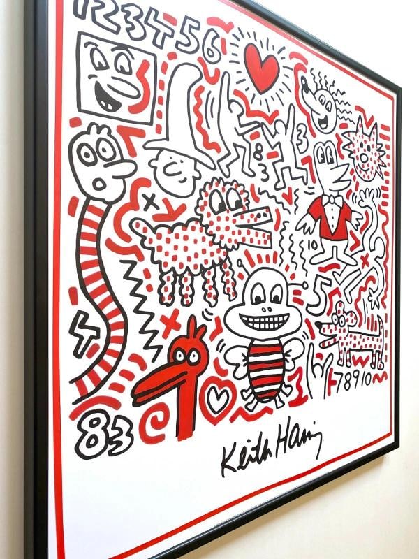 KEITH HARING ESTATE RARE 1999 LITHO PRINT FRAMED POP ART POSTER "UNTITLED" 1983 - 6