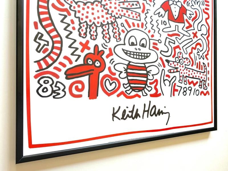 KEITH HARING ESTATE RARE 1999 LITHO PRINT FRAMED POP ART POSTER "UNTITLED" 1983 - 7