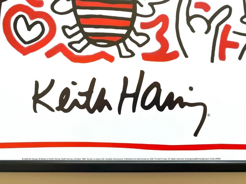 KEITH HARING ESTATE RARE 1999 LITHO PRINT FRAMED POP ART POSTER "UNTITLED" 1983 - 8