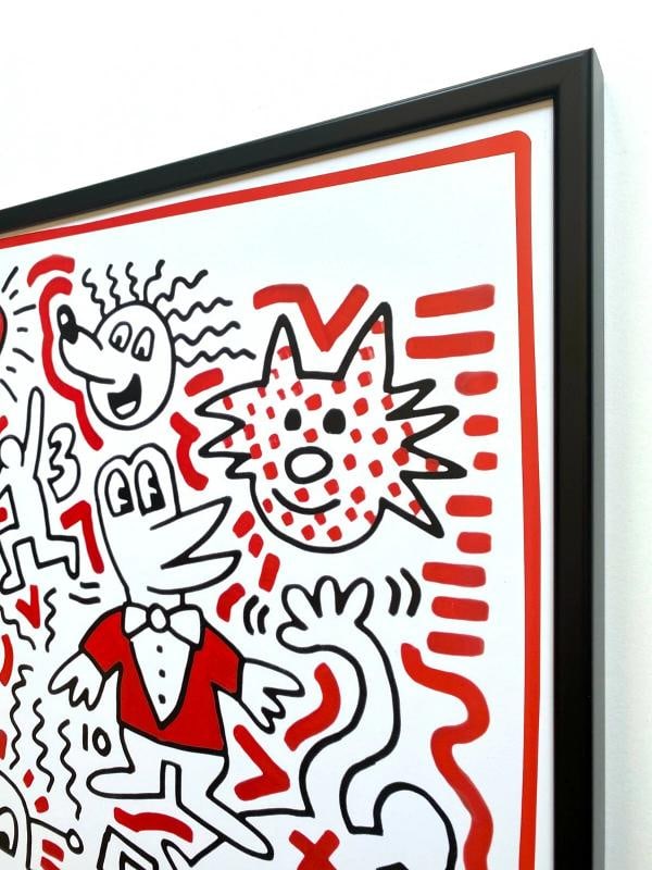 KEITH HARING ESTATE RARE 1999 LITHO PRINT FRAMED POP ART POSTER "UNTITLED" 1983 - 9