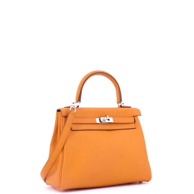 Hermes Kelly Handbag Orange Swift with Palladium Hardware 25 - 2