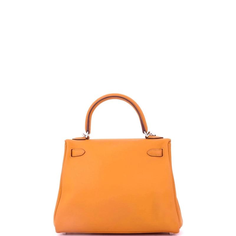 Hermes Kelly Handbag Orange Swift with Palladium Hardware 25 - 3