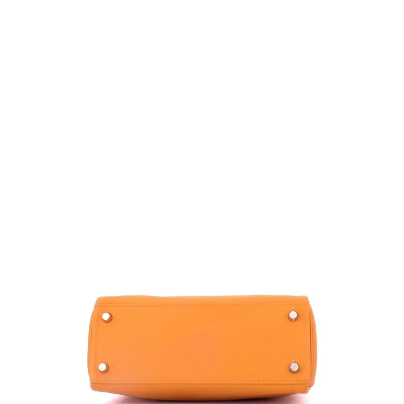 Hermes Kelly Handbag Orange Swift with Palladium Hardware 25 - 4