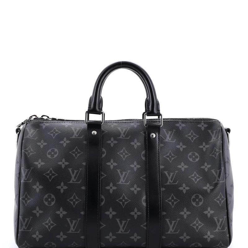 Louis Vuitton Keepall Bandouliere Bag Reverse Monogram Eclipse Canvas 35: Condition: Pre-owned - Excellent,Brand: Louis Vuitton,Exterior Material: Canvas Coated,Style: Duffles,Exterior Color: Black,Department: Women,Size: 35,Accessories: With Strap Condition: Great.