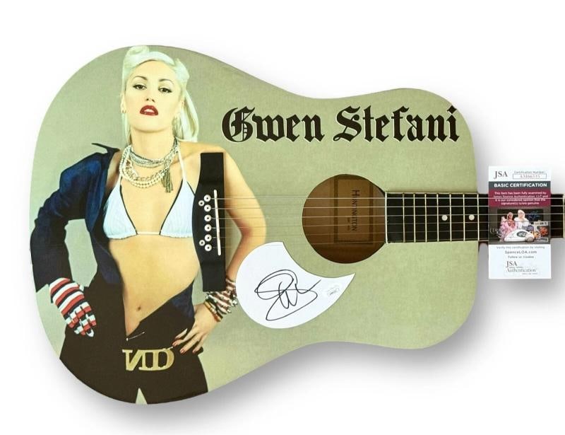 Gwen Stefani Signed Guitar Custom Graphics JSA COA Holdback Girl: Industry: Music,Object Type: Guitar & Guitar Pick,Original/Reproduction: Original,Autograph Authentication: James Spence (JSA),Signed: Yes,Country of Origin: United States Signer: Gwen Stefani Item Ty