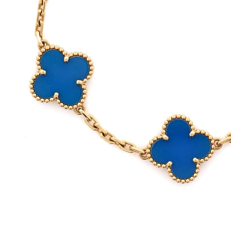 Van Cleef & Arpels Vintage Alhambra 5 Motifs Bracelet 18K Yellow Gold and Agate - 3