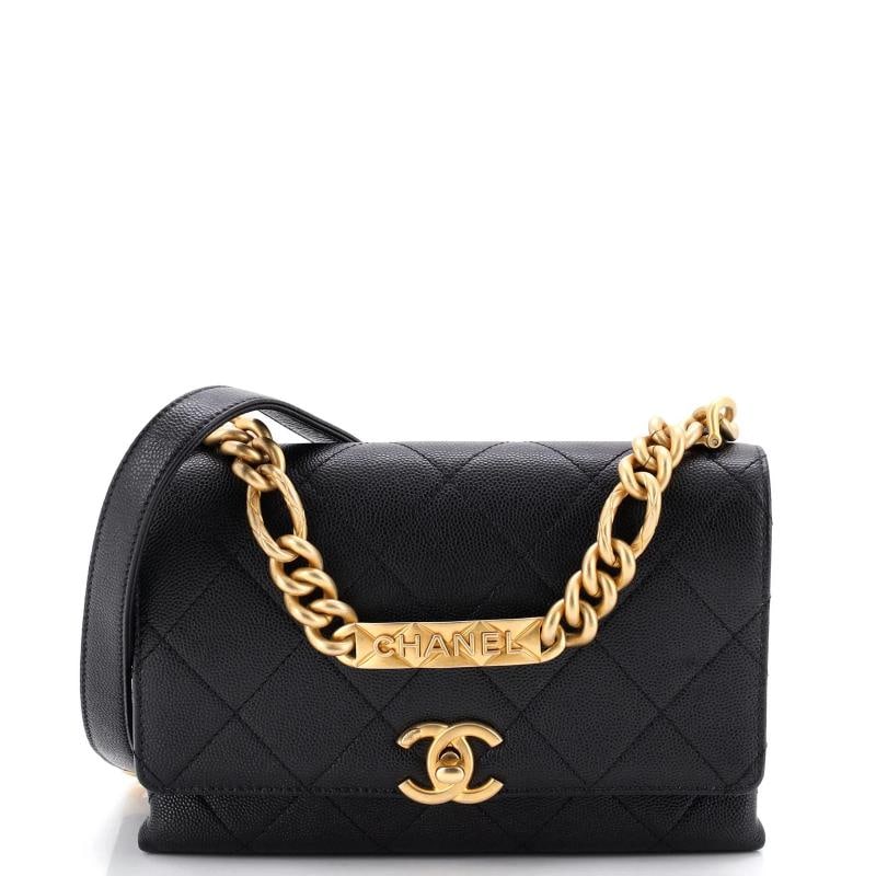 Chanel Bracelet On Chain Flap Bag Quilted Caviar Mini: Measurements: Height 5", Width 8", Depth 2.5" . Condition: Pre-owned - Excellent,Brand: Chanel,Exterior Material: Leather,Style: Cross Body Bags,Exterior Color: Black,Department: Women,Size: Mini
