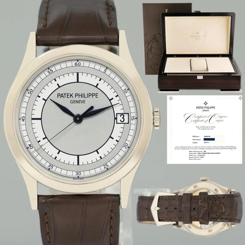 2016 PAPERS MINT Patek Philippe 5296G 38mm White Gold Calatrava Sector Leather (1 of 8)