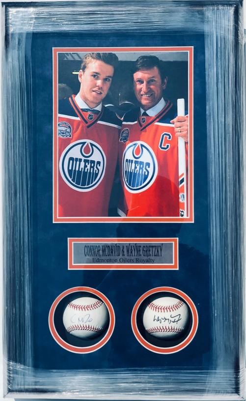 PSA/DNA Oilers CONNOR MCDAVID WAYNE GRETZKY Signed Autographed Framed Baseballs: Autograph Authentication: Professional Sports (PSA/DNA),Player: Wayne Gretzky,Team: Edmonton Oilers,Country of Origin: United States