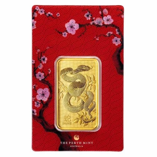 2025 1 oz Gold Bar - Perth Mint Lunar Snake (In Assay): Brand: Perth Mint,MPN: 310071,Year: N/A,Fineness: 0.9999,Denomination: N/A,Country of Origin: Australia,Circulated/Uncirculated: None,Certification: Uncertified