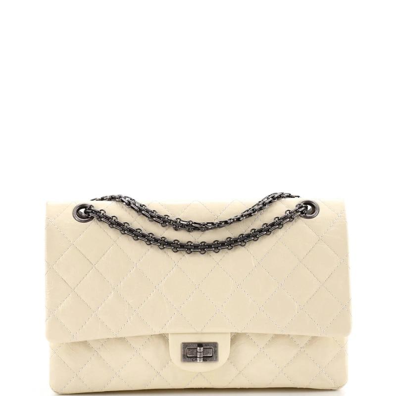 Chanel Reissue 2.55 Flap Bag Quilted Aged Calfskin 227: Condition: Pre-owned - Excellent,Brand: Chanel,Exterior Material: Leather,Style: Shoulder Bags,Exterior Color: White,Department: Women,Size: 227