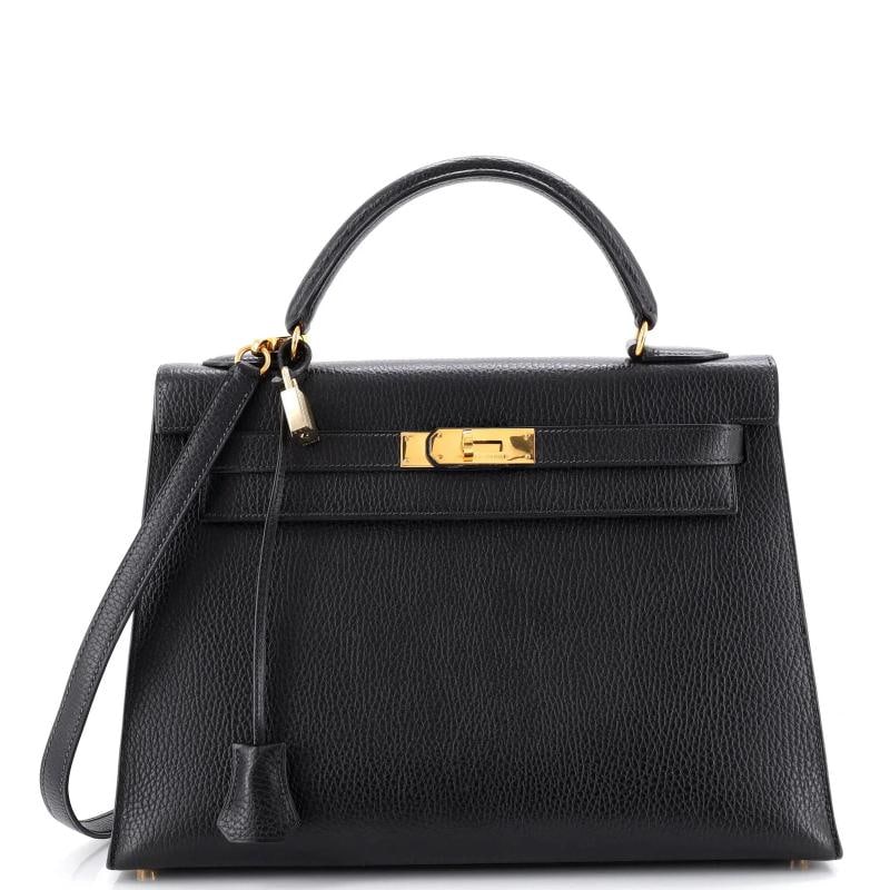 Hermes Kelly Handbag Black Ardennes with Gold Hardware 32 (1 of 7)